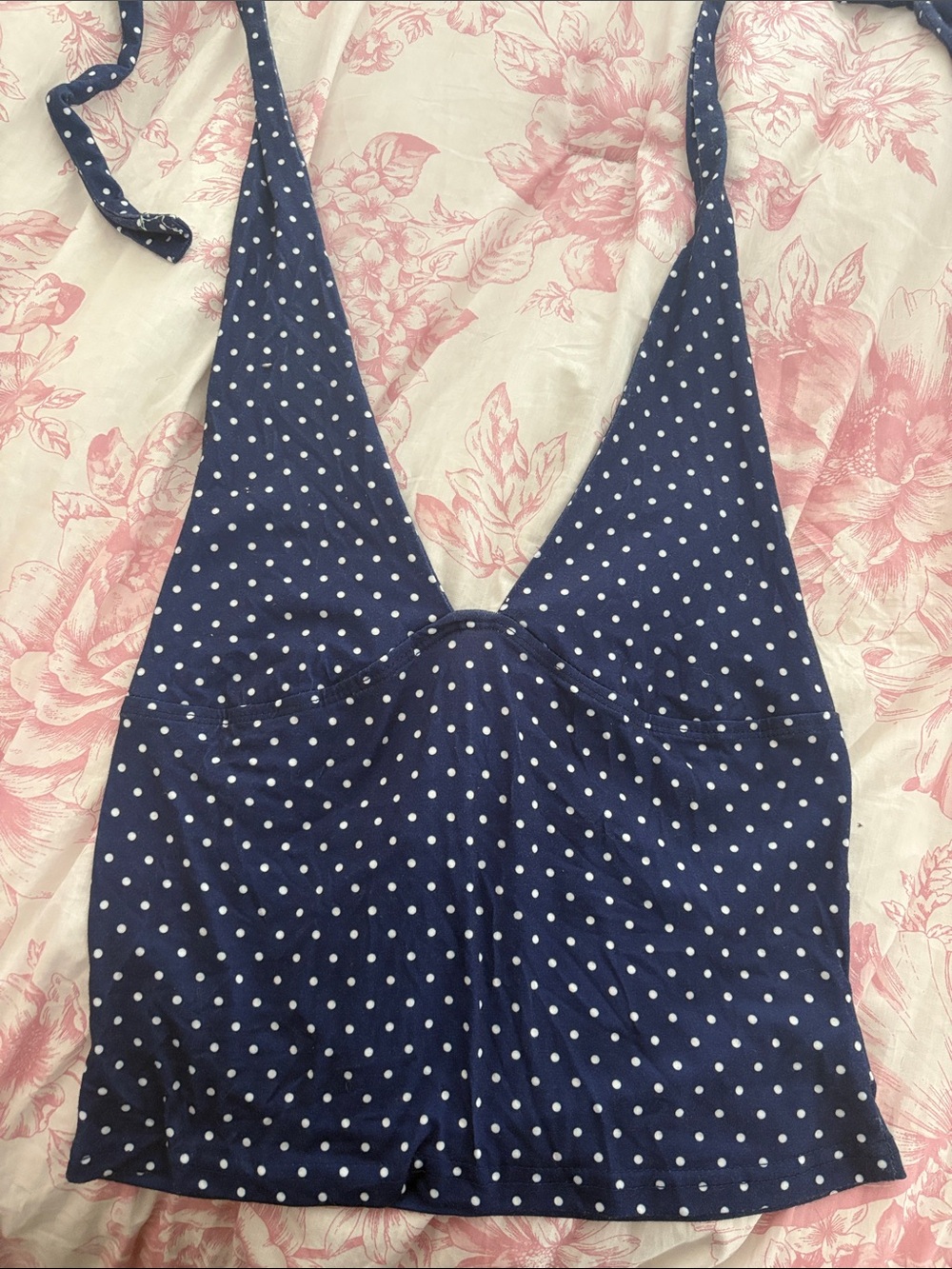 Navy Polka Dot Halter Top